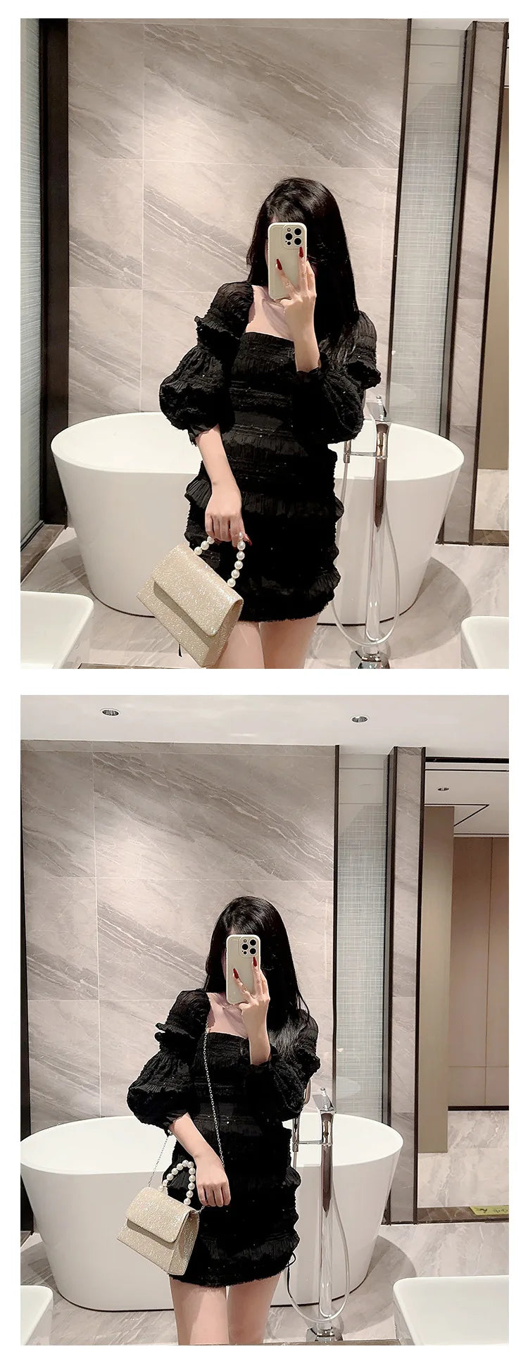 Pearl Chain Shoulder Bags Luxury Purse Gold Bright Silk Evening Bag Women Elegant Fashion Banquet Clutch Female Handbag bolsa