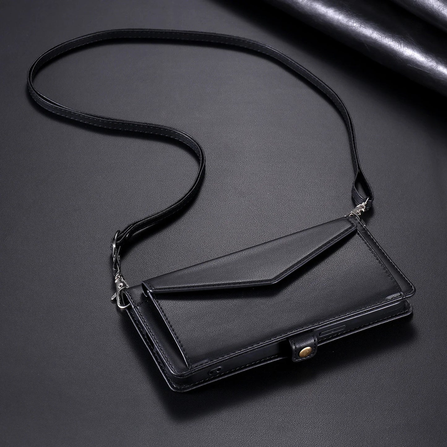 Crossbody Leather Wallet Case For iPhone17 16 Pro Air 16E 15 14 13 12 11 Pro Max XS XR SE 8 7 Card Solt Pocket Shoulder Cover