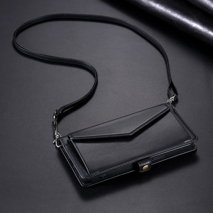 Crossbody Leather Wallet Case For iPhone17 16 Pro Air 16E 15 14 13 12 11 Pro Max XS XR SE 8 7 Card Solt Pocket Shoulder Cover