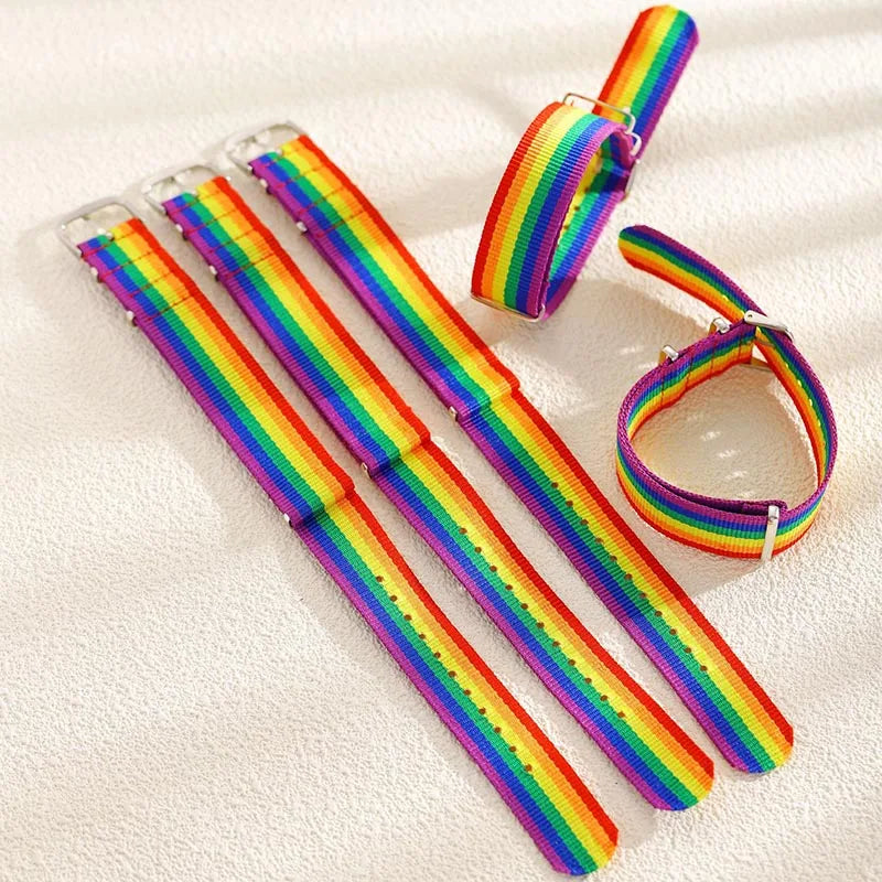2/5pcs Pride Rainbow Strap Bracelets for Man Woman Adjustable Nylon Watch Band Charm Wristband Trendy LGBT Frienship Jewelry