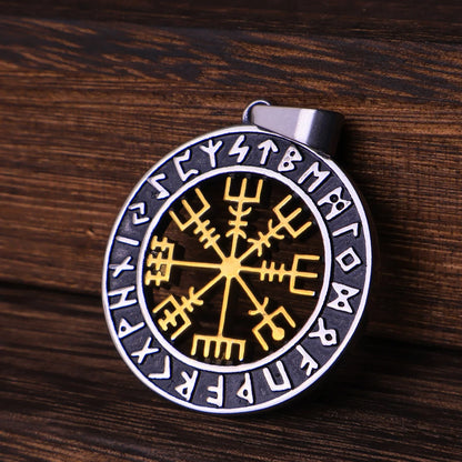 Vintage Vegvisir Viking Compass Pendant Necklace for Men Stainless Steel Fashion Nordic Amulet Beaded Necklace Jewelry Wholesale