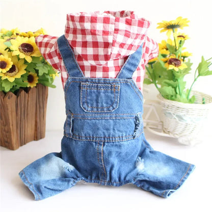 Dog Denim Overalls Puppy Jean Small Dog Costumes Pet Jean Jumpsuit Shirts Pants One-piece Outfits for Small medium Dogs