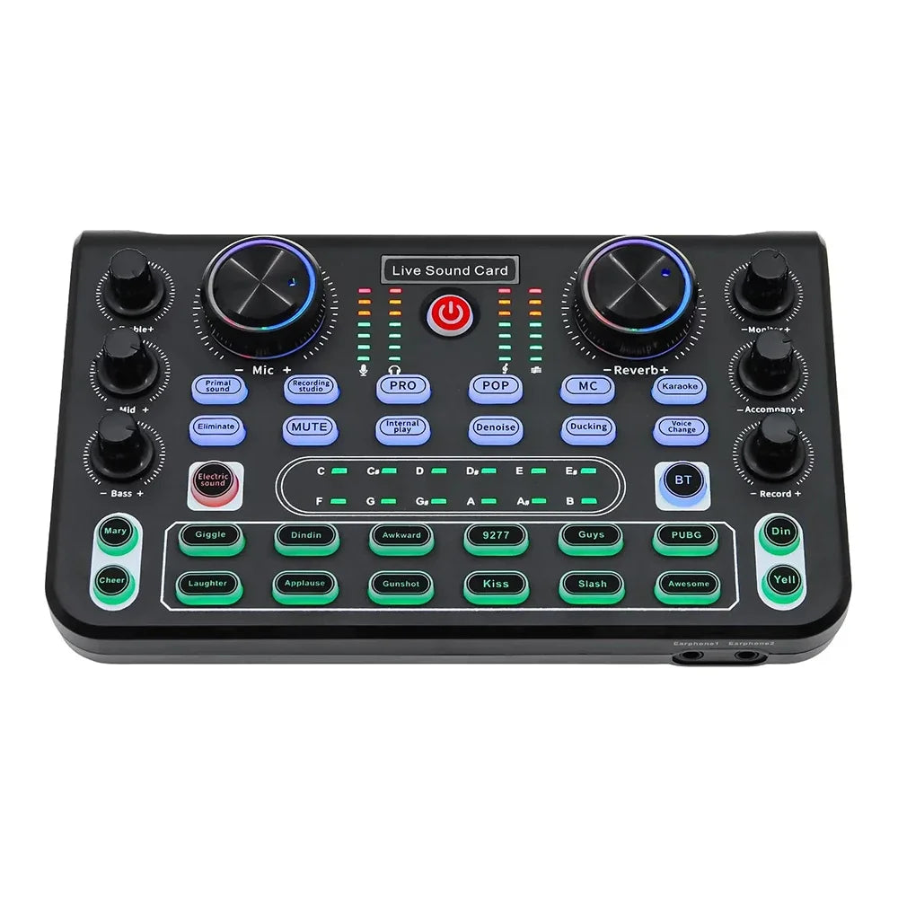 X60 Sound Mixer Board Live Sound Card for Live Streaming Voice Changer Sound Card with Effects Audio Mixer