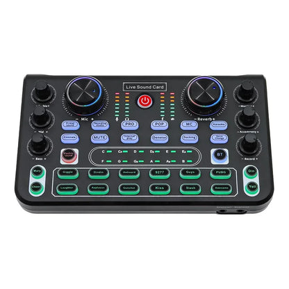 X60 Sound Mixer Board Live Sound Card for Live Streaming Voice Changer Sound Card with Effects Audio Mixer
