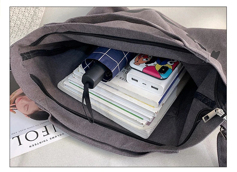 Top Canvas Bag Youth Men Shoulder Bags Large Capacity Hand Bags Letter Printed Crossbody Bag for Women Students School Bags