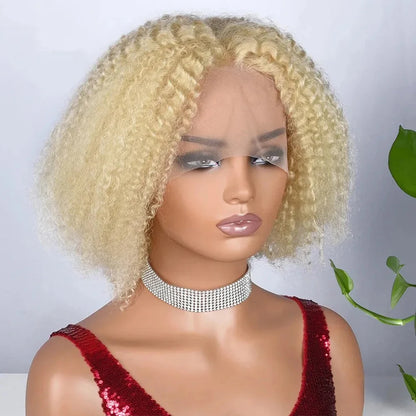 613 Honey Blonde 13x6 HD Lace Frontal Wig Human Hair Curly 10inch Deep Wave Brazilian bob Colored 13x4 Lace Front Wigs For Women