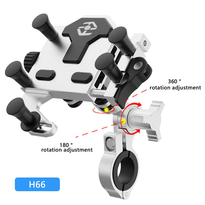 Motorcycle Phone Holder Universal Alloy Shock-Absorbing Motos Bicycle Handlebar Navigation Bracket 360° Rotary Adjustable Stand