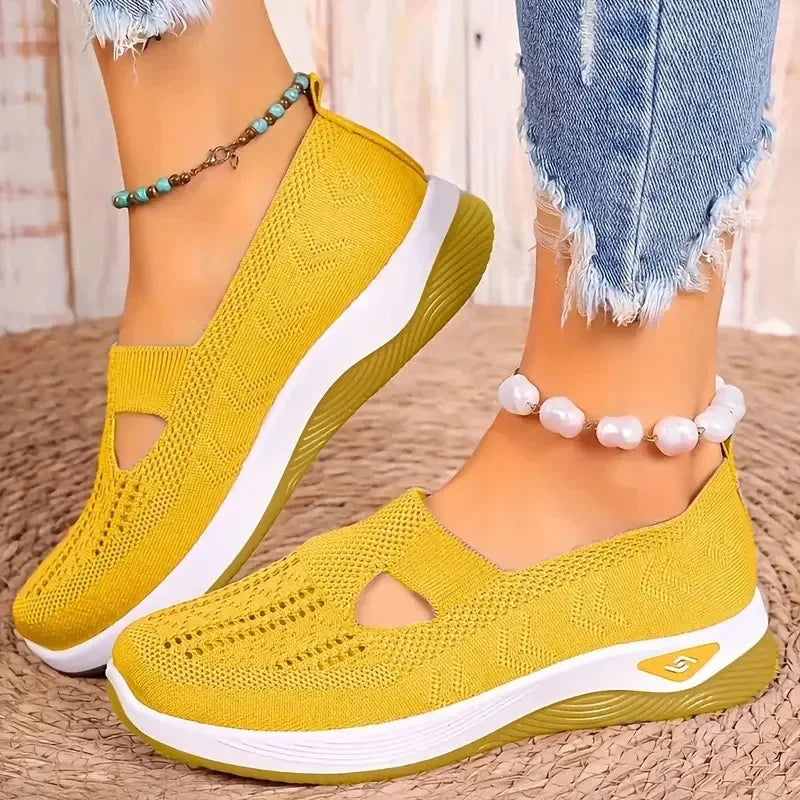 Women's Sneakers Breathable Casual Shoes Summer Soft Sole Orthopedic Shoes Lightweight Slip on Walking Shoe Non Slip Flat Shoes