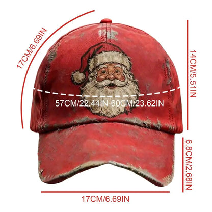 Baseball Hats for Men Christmas Red Funny Vintage Santa Claus Printed Baseball Hat New Unisex Fashion Trucker Caps