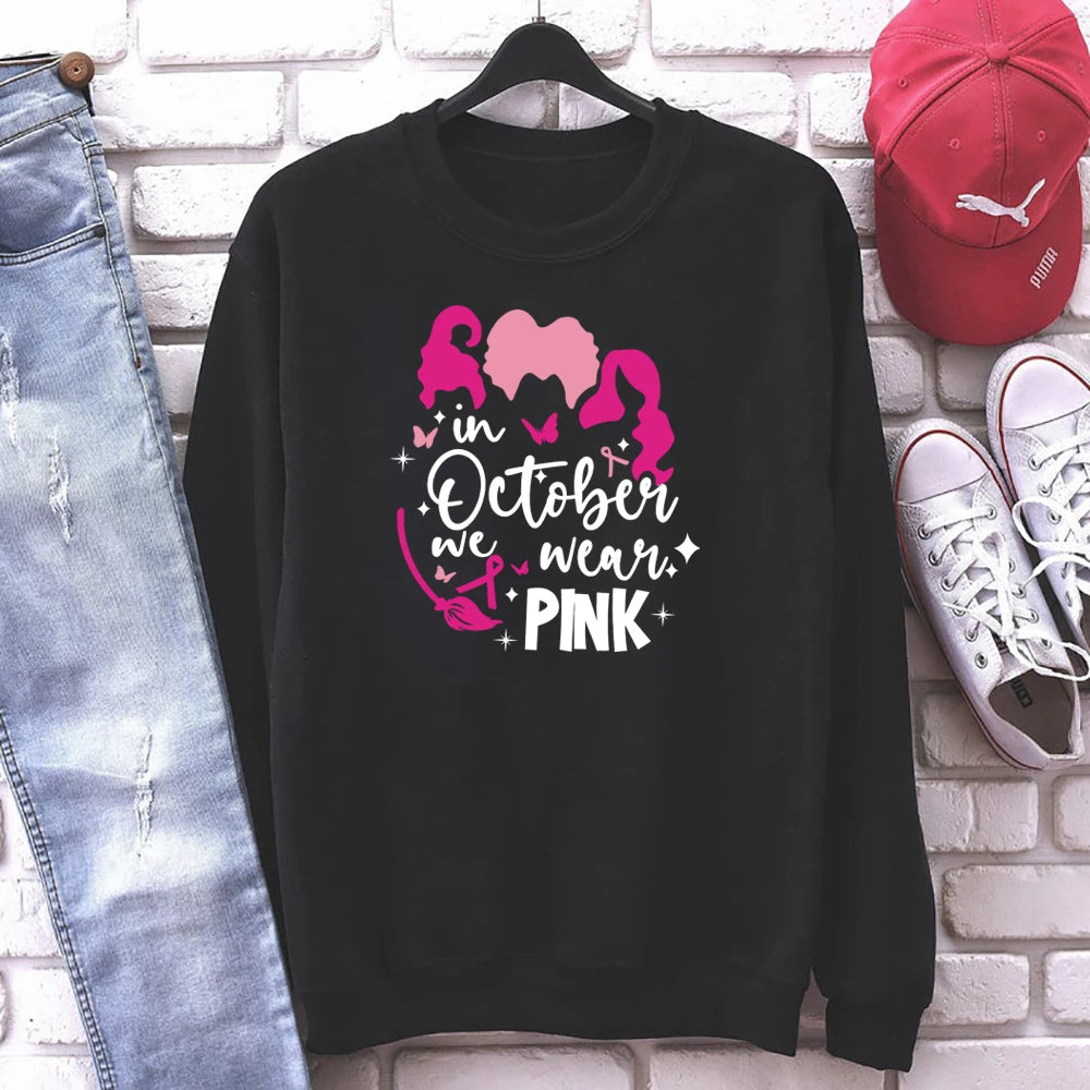 Breast Cancer Awareness Sweatshirt In October We Wear Pink Hoodie Pink Ribbon Sanderson Sister Sweatshirts Breast Cancer sweater