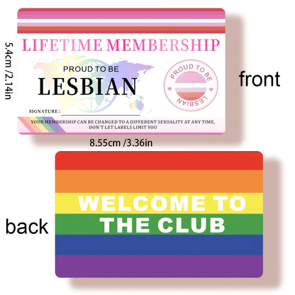 Gay Pride Lifetime Membership Cards Decorative PVC Non Sticker High End Golden Rainbow, PVC Material for LGBT Community Gift