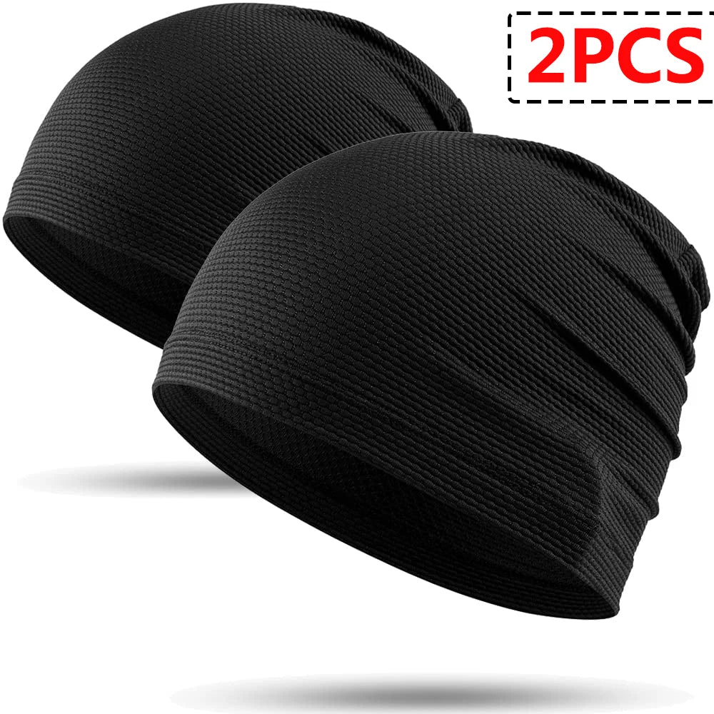 2PCS Quick-drying Running Caps Summer Breathable Cool Sports Hats Outdoor Cycling Hiking Baseball Skullies Stretchy Beanies Hat