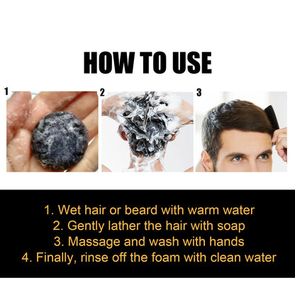 Eelhoe Black Hair Shampoo Soap Repair Gray White Keep Nourish Roots Non irritating Anti Dandruff Deep Clean Hair Darkening Soap