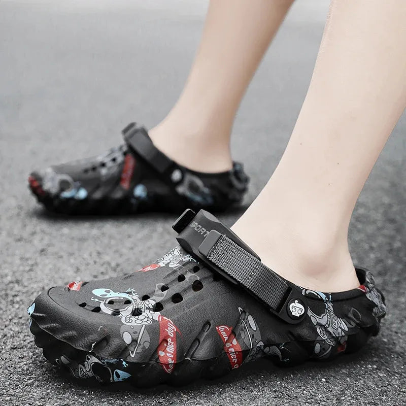 Men'S Breathable Casual Sandals Summer New Soft-Sole Non-Slip Comfort Outdoor Beach Shoes Fashion Youth Dual-Use Sports Slippers