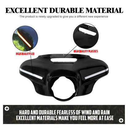 Front Light Batwing Outer Cover Motorcycle Headlight Fairing With LED Lamp For Harley Touring Ultra Limited Street Glide 14-2024