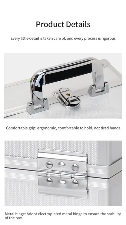 Large Capacity Three-Layer Aluminum Alloy Makeup Artist Tool Box Tattoo Cosmetics Nail Art Storage Box Beauty Pure Color Metal S
