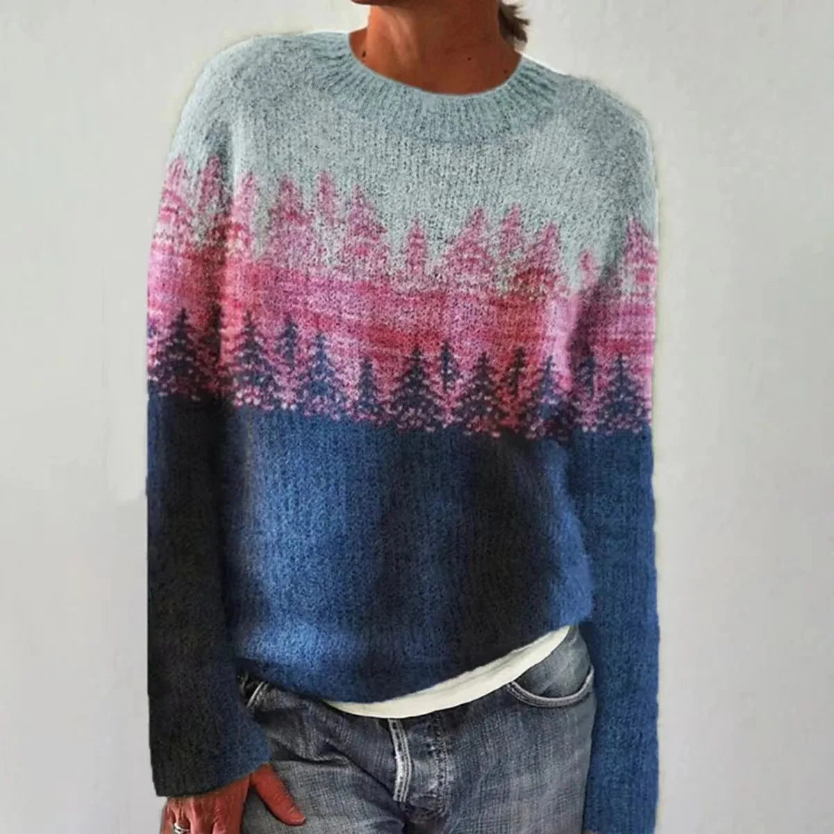 2025 Spring Knitted Women Sweater Print O-neck Long Sleeve Casual Loose Sweaters Female Winter Elegant Trendy Ladies Clothes