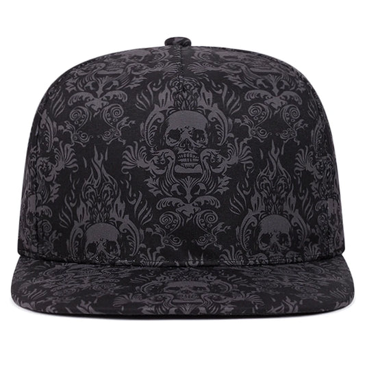 2025 New Fashion Full Skull Print Baseball Hat Street Personalized Hip Hop Hat Outdoor Daily Decoration Hat Unisex Flat Edge Hat