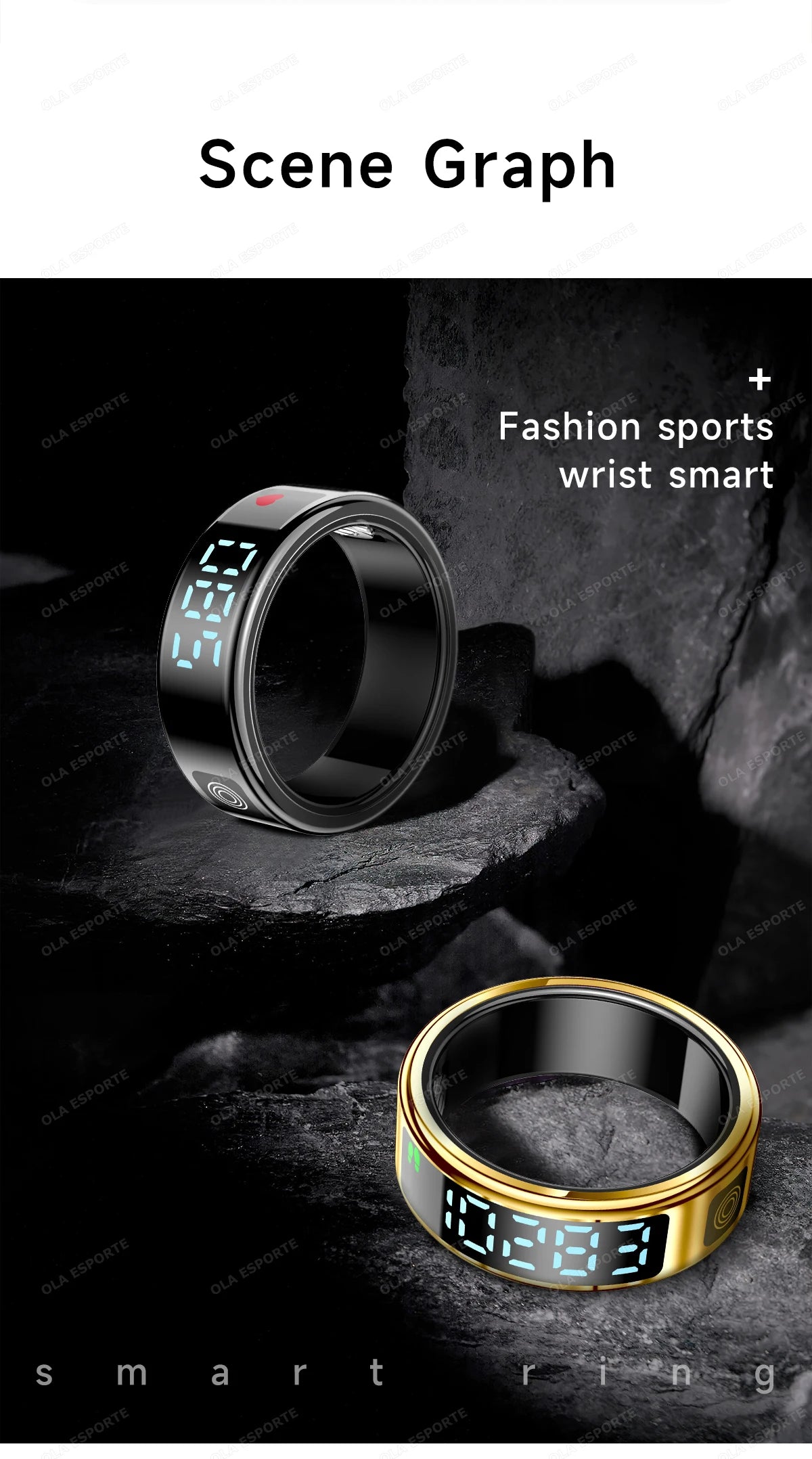 Display Screen Smart Ring Bluetooth Connection Heart Rate Sleep Monitoring Multi-function Ring Multiple Sports Modes Waterproof