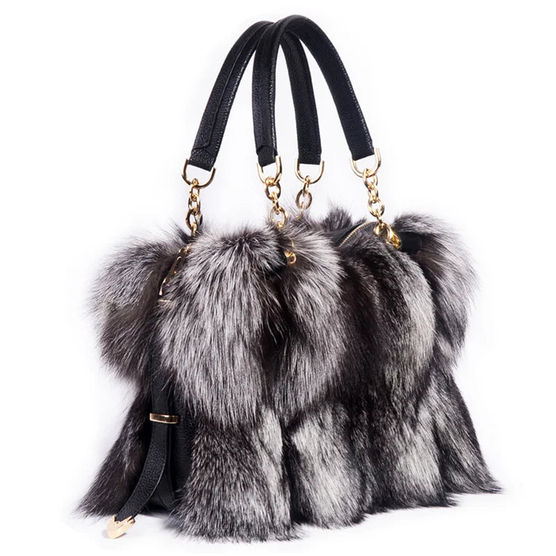2025 New Clothing Designer Luxury Soft Fox Hair High-end Handbag Fashion Large Capacity Charm Women's Special Fur Bag