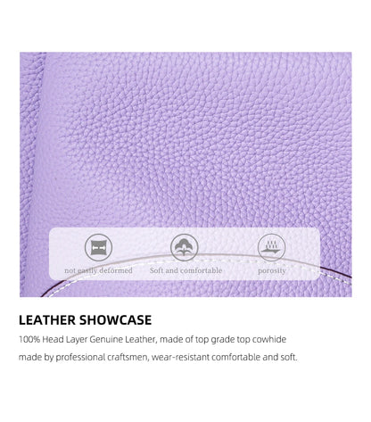 Zency Luxury Genuine Leather Tote Bag For Women Elegant High End Bag Shoulder Crossbody Handbag Top Handle Bags Noble Purple Bag