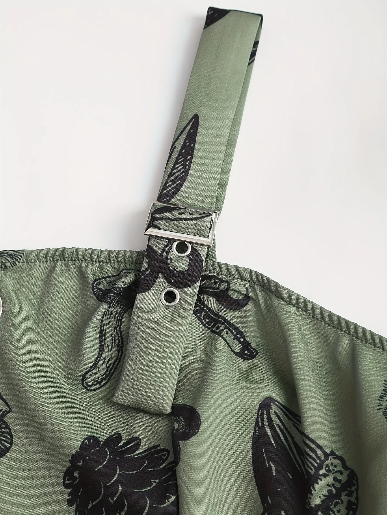 European and American trend oversized ladies slimming shoulder strap zipper full print skull pattern dress