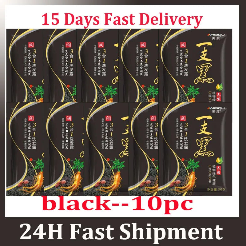 Natural Herbal Hair Dye Shampoo 3 in 1 Hair Color Shampoo Non-irritating Lasting Repair Nourish Gray White Hair Care Women Men