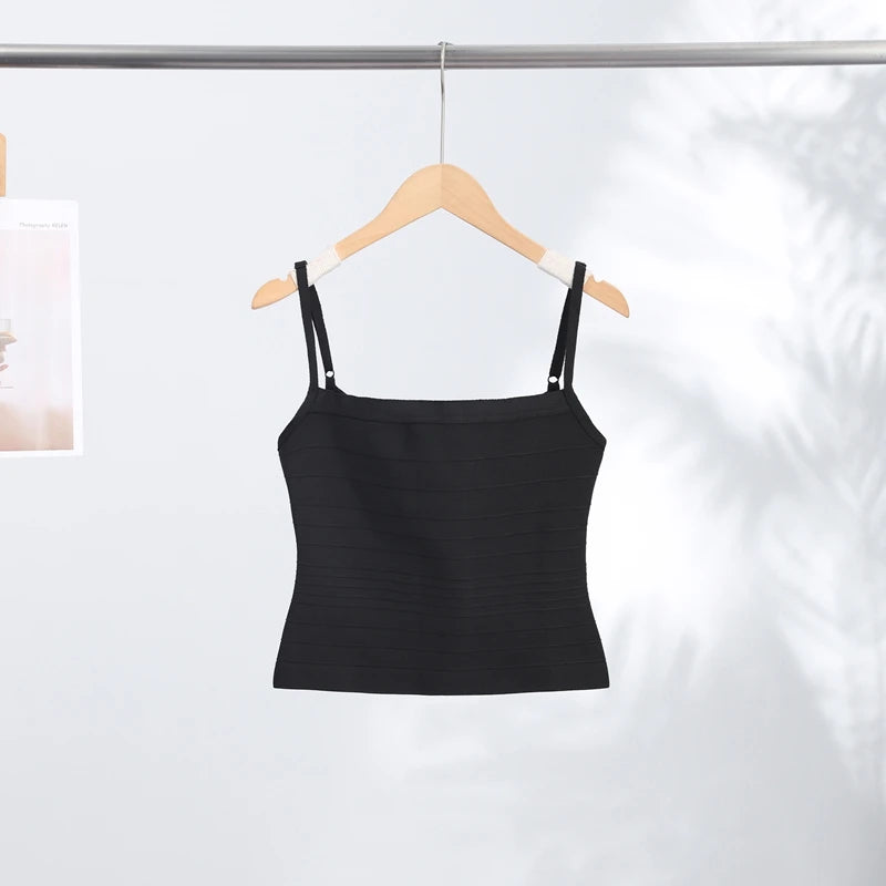 Sexy Solid Knit Women Top Stripe Sleeveless Slash Neck Pleated Female Crop Tops 2026 Spring Summer All-match Lady Knitwear