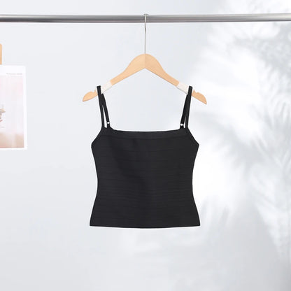 Sexy Solid Knit Women Top Stripe Sleeveless Slash Neck Pleated Female Crop Tops 2026 Spring Summer All-match Lady Knitwear