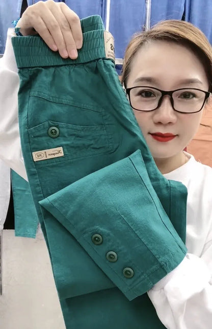 Women Cotton Linen Harun Pants Summer Loose New 2023 Ladies High Waist Versatile Thin Slim Casual Pants Female Nine-Point Pants