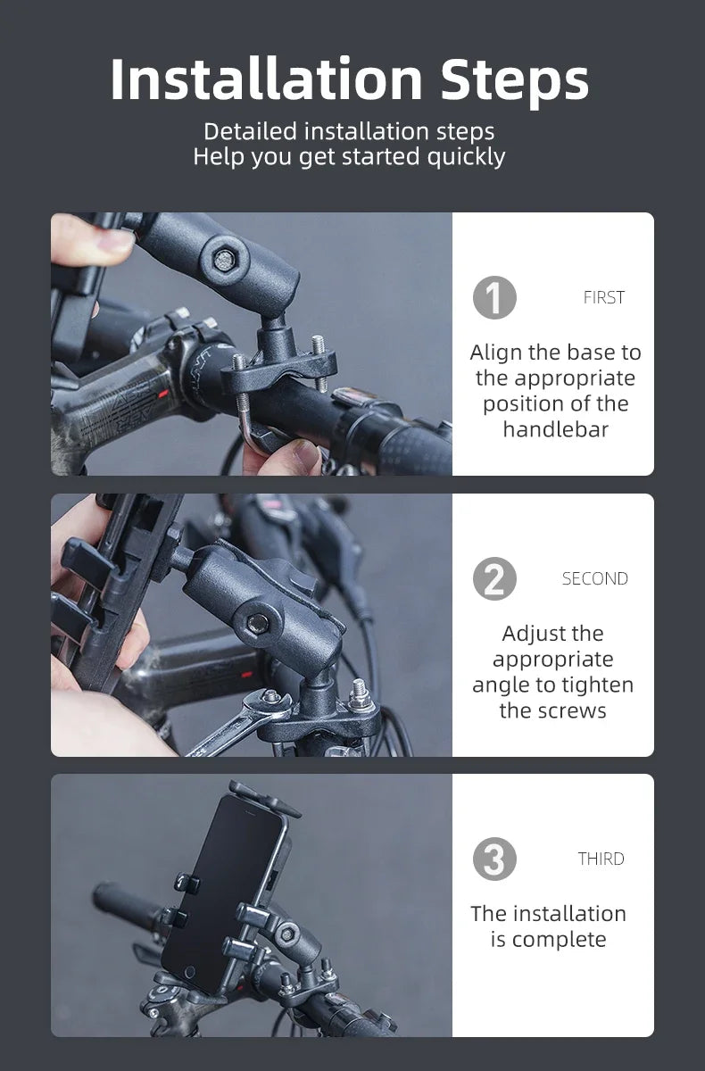 ROCKBROS Motorcycle Bike Phone Holder Adjustable with Shock Absorber Module Nonslip Bike Phone Stand