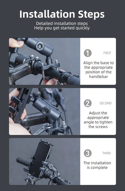 ROCKBROS Motorcycle Bike Phone Holder Adjustable with Shock Absorber Module Nonslip Bike Phone Stand