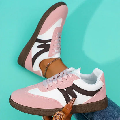 Comfort Flat Heel Non Slip Sneakers Women 2025 Autumn Mix Color Lace Up Sports Shoes Woman's Breathable Soft Sole Running Shoes