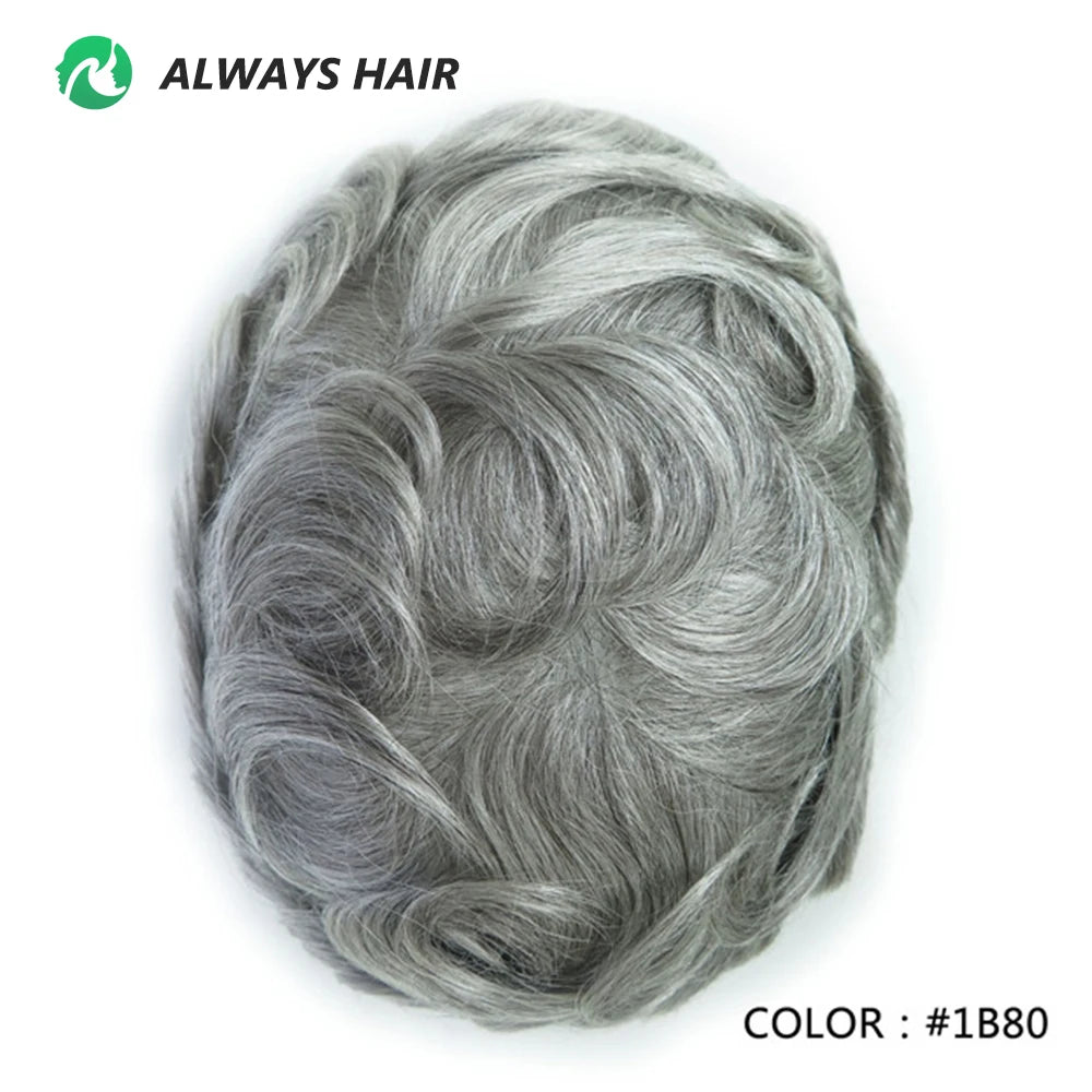 I SKIN Men's Capillary Prothesis 0.12-0.14mm Indian Human Hair 130% Hair Density Men Toupee 6x8 6x9 7x9 7x10 8x10 Size Wig Man