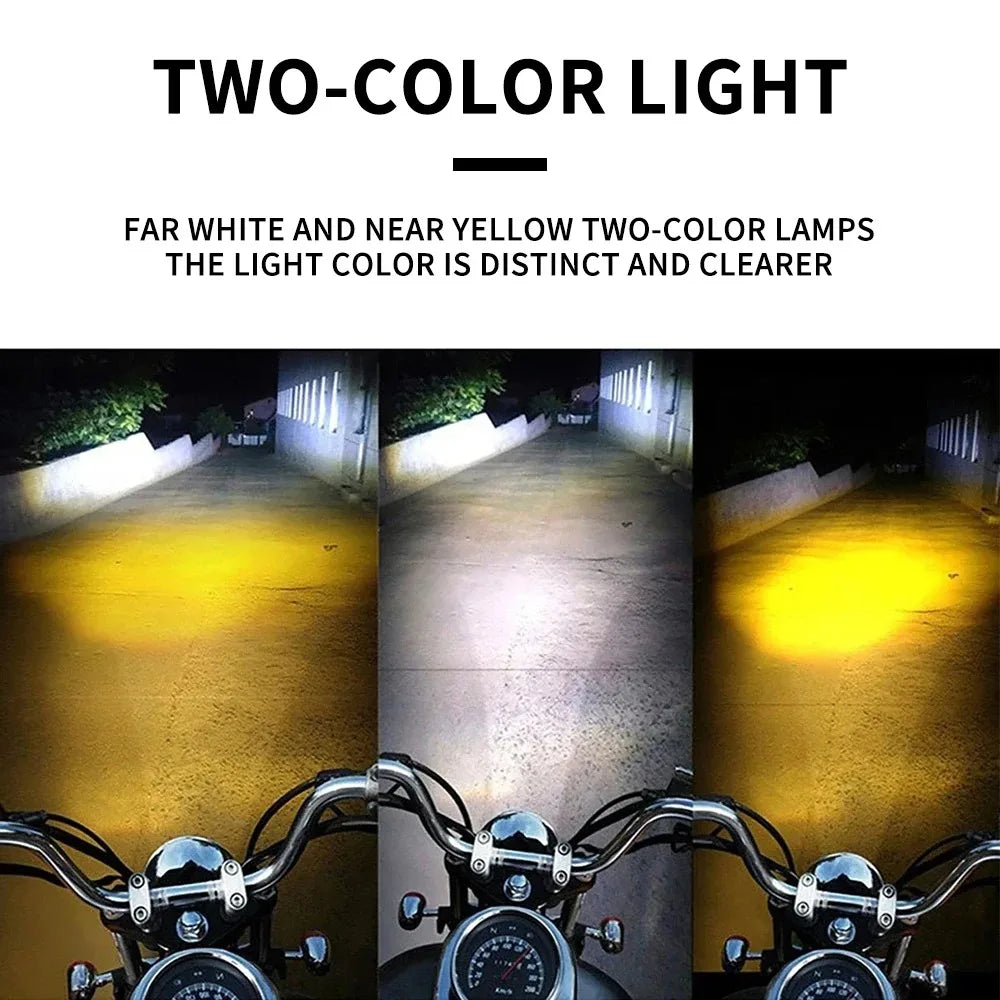 Motorcycle LED light Spotlight headlight lens Motorcycle Driving lights Spot Lamp yellow white High Low beam Moto Running Light