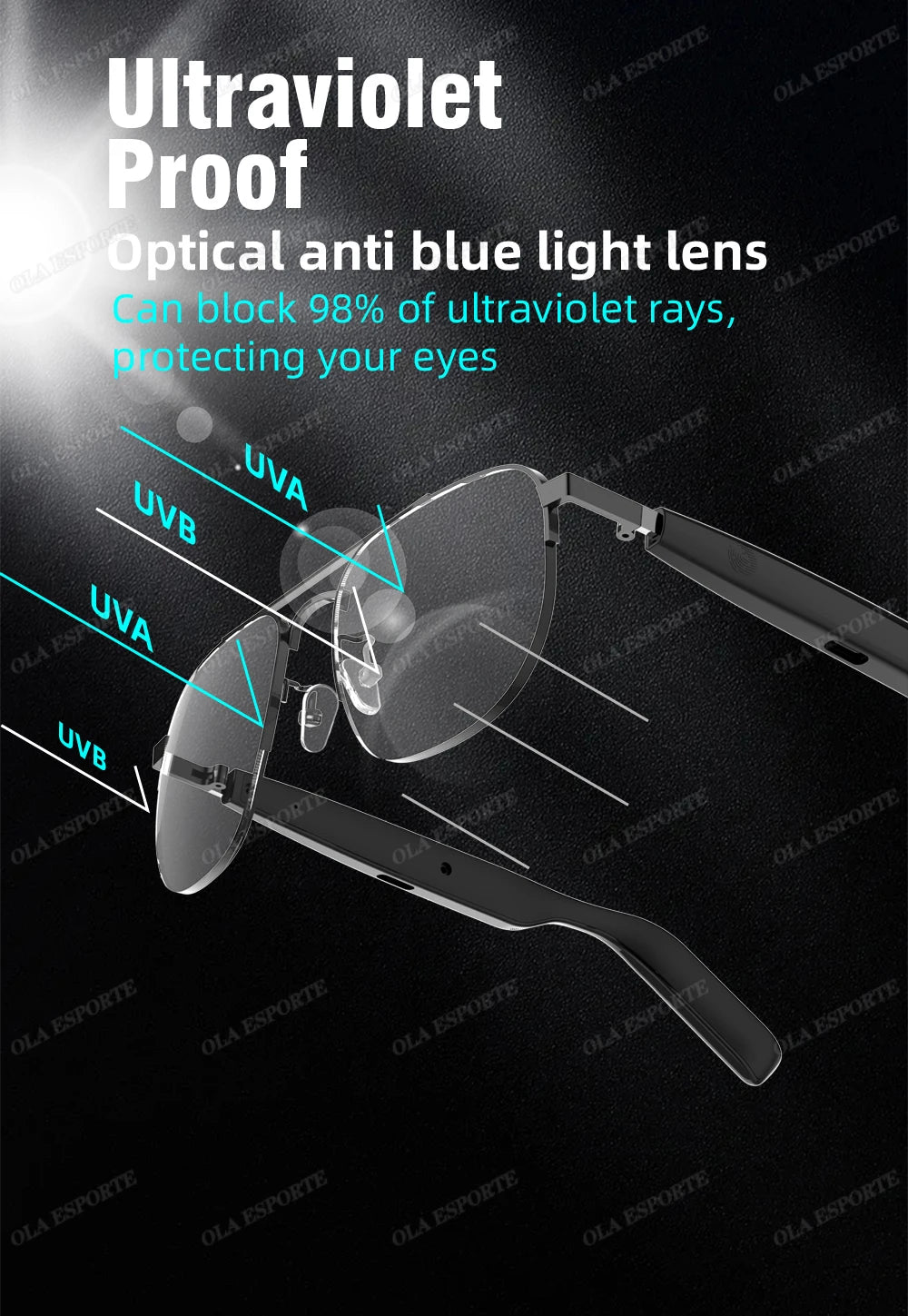 New UV400 Smart Glasses Men Women Listen Music Game Voice Assistant Wireless 5.4 Call Waterproof Anti-blue light SmartSunglasses