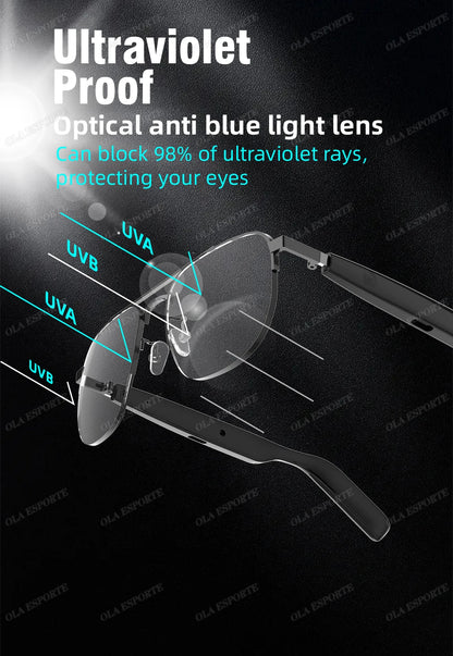 New UV400 Smart Glasses Men Women Listen Music Game Voice Assistant Wireless 5.4 Call Waterproof Anti-blue light SmartSunglasses