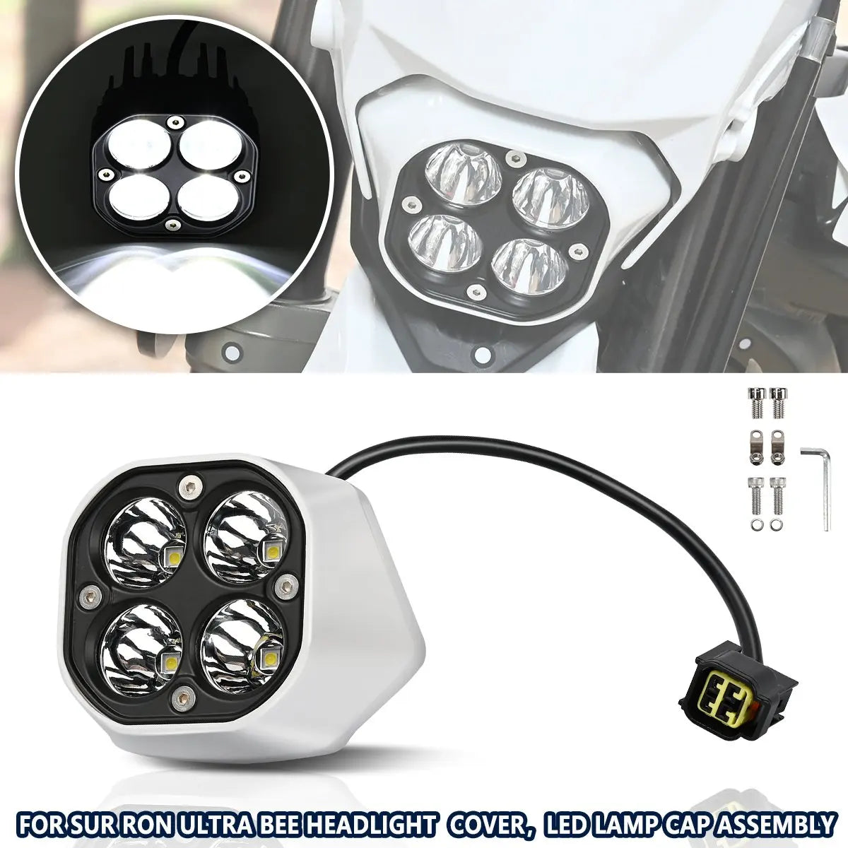 Front Headlight Cover LED Front Light Lamp Cap Assembly Electric Bike Motor Off-Road Accessories For Sur Ron Ultra Bee 2023 2024