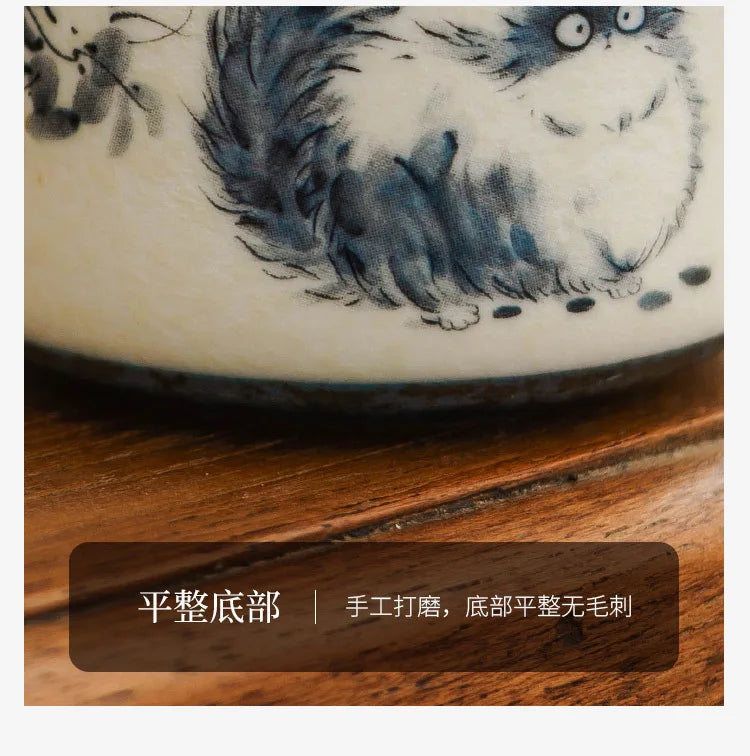 102ml Hand Painted Cat Teapot Ancient Tea Infuser Pot Household Tea Maker Kettle With Filter Dahongpao Drinkware Supplies Craft