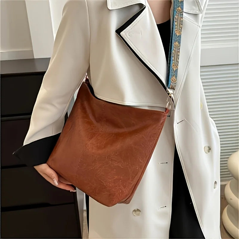 Bohemian Style Women Shoulder Bag, Vintage Wide Strap Crossbody with Intricate Embroidery, Versatile for Casual Commuting Wear