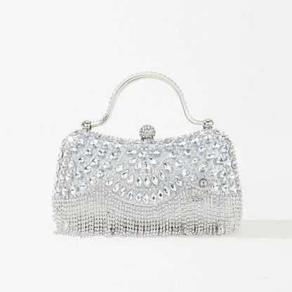 Gorgeous and Shiny Diamonds Rhinestones Tassels Handle Evening Bags for Party and Wedding Clutch Purse Designer Bags Handbags
