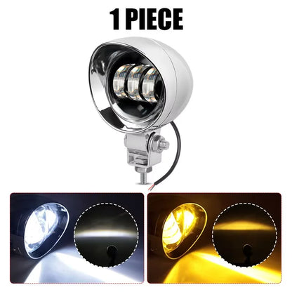 Motorcycle LED Spot Driving Light Dual Color Headlight Auxiliary Spotlight Lamp ATV Scooter Moto Fog Light for Honda Kawasaki