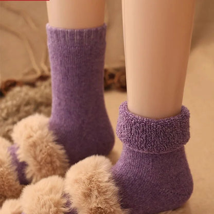 5 Pairs Winter Super Thicker Warm Socks Wool Women Socks New Solid Merino Wool Socks Against Cold Snow Men Terry Sock Size 36-42