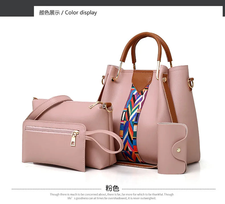 Fashionable Women's Shoulder Bag Hot Sale Of The Season New Style Mother-Child Multi-piece Set Colorful Ribbon Ladies Handbag Si