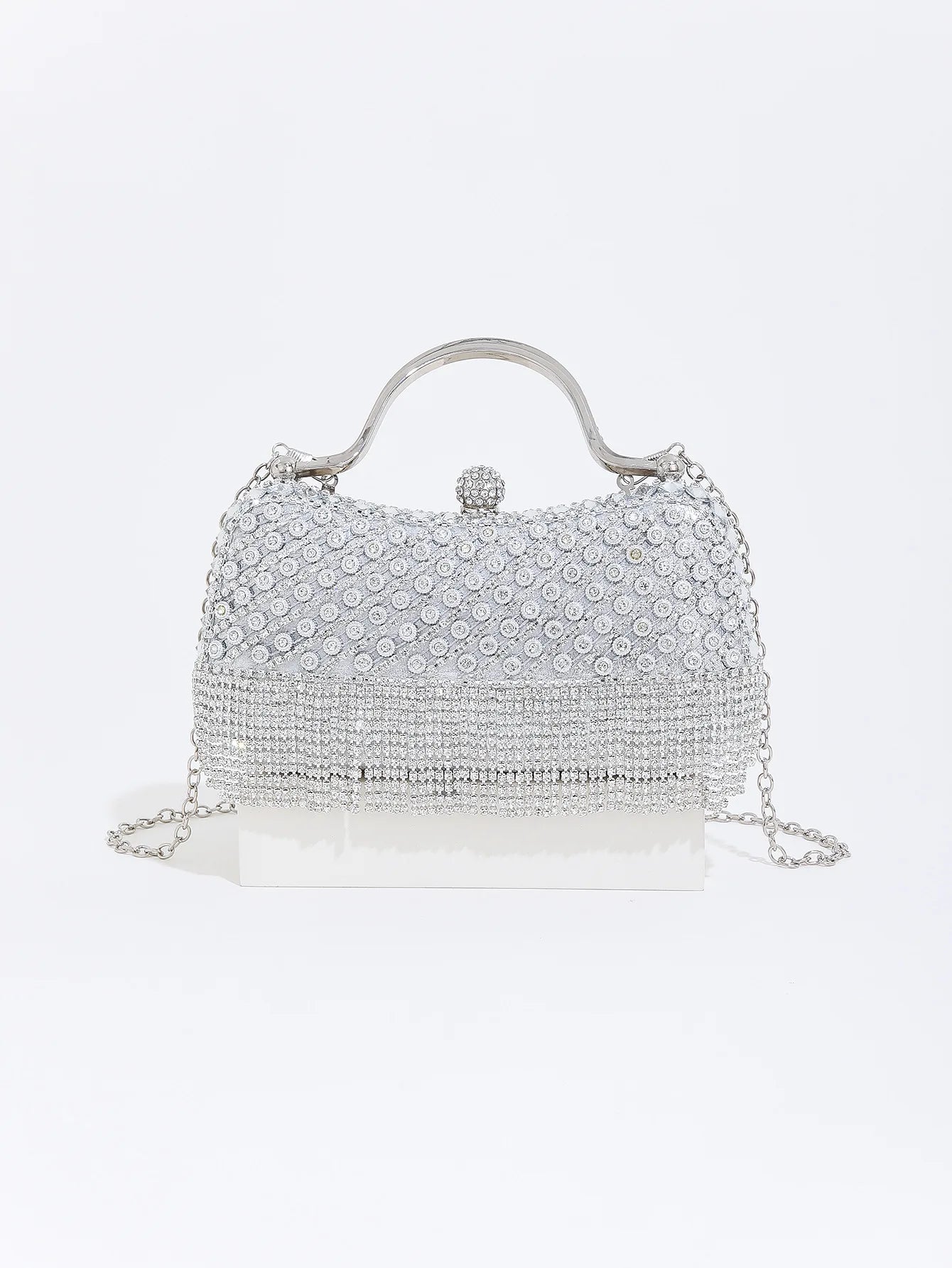 Gorgeous and Shiny Diamonds Rhinestones Tassels Handle Evening Bags for Party and Wedding Clutch Purse Designer Bags Handbags