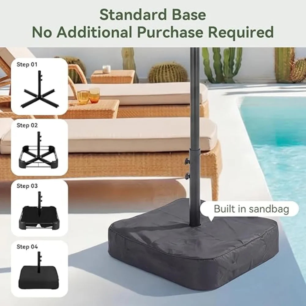 15ft Patio Umbrella with Base Included, Outdoor Double-Sided Rectangular Umbrella with Crank Handle, Large Standing,Customized