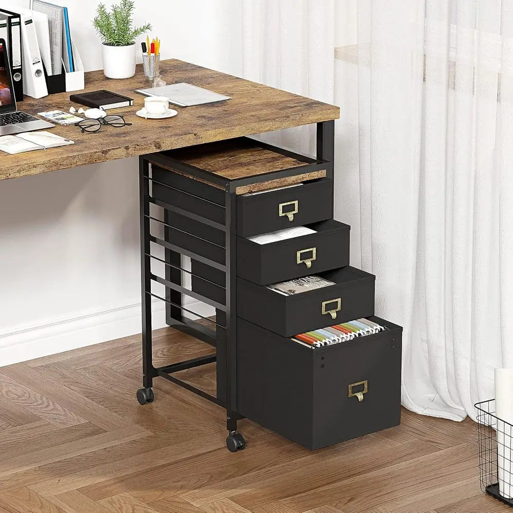 Mobile 3-Drawer Letter/A4 File Cabinet with Fabric, Under Desk Storage for Home Office on Wheels