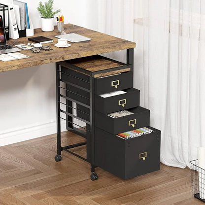 Mobile 3-Drawer Letter/A4 File Cabinet with Fabric, Under Desk Storage for Home Office on Wheels