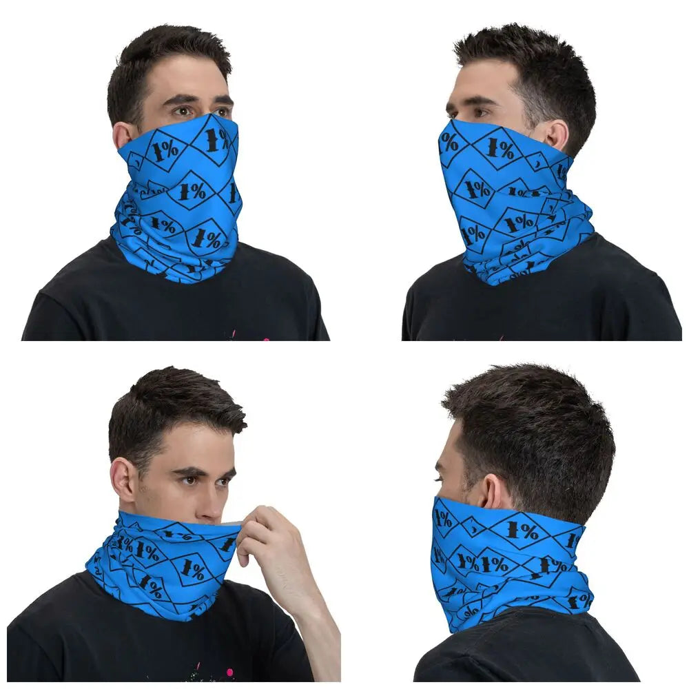 One Percenter 1% Bandana Neck Cover Printed Motorcycle Club Biker Mask Scarf Multifunctional Cycling Scarf for Men Women Adult
