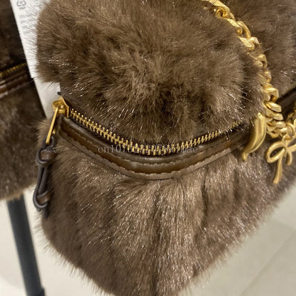 Faux Fur Mini Box Bags Luxury Designer Handbag for Women Trendy Ladies Fashion Casual Chain Elegant Shoulder Bags Crossbody Bag